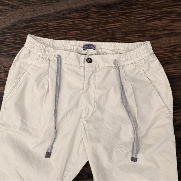 Paul Taylor Ivory Pants EU 50 .. 30" Un-stretched Elastic Waist X 25 Inseam - Picture 2 of 7